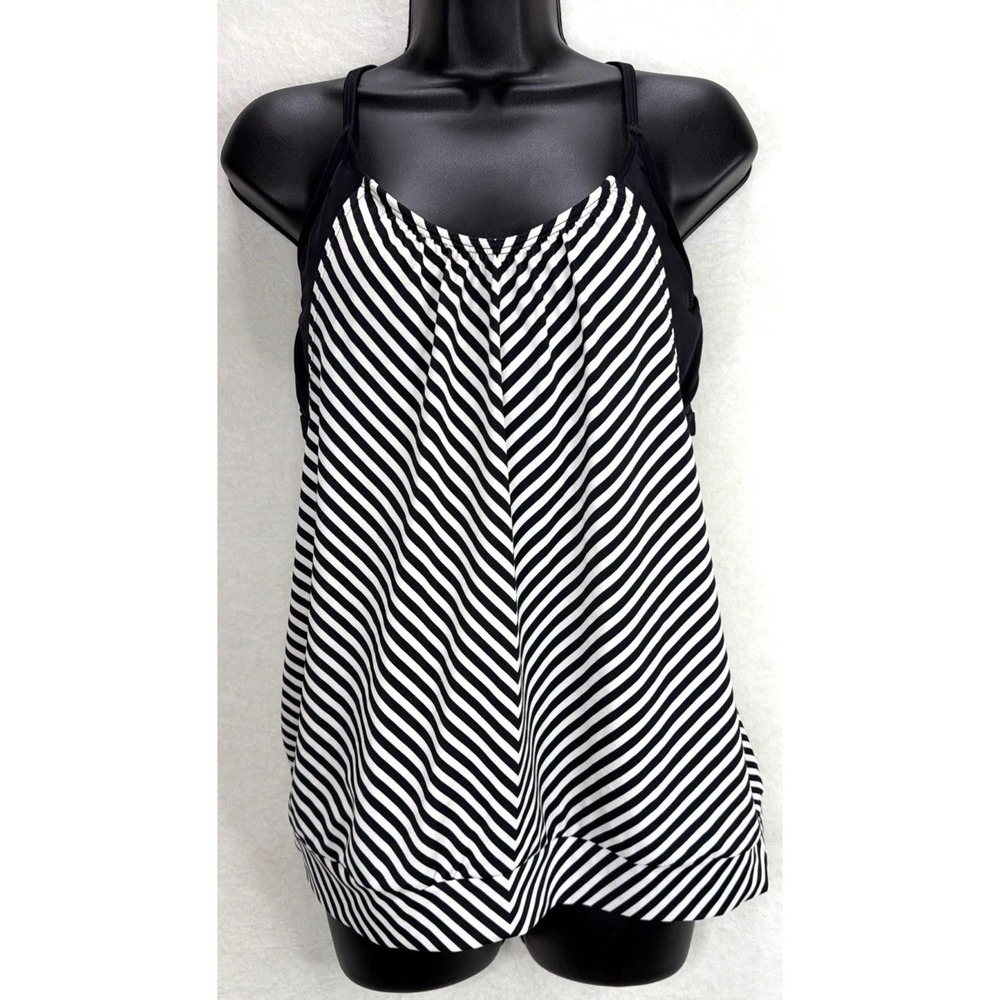 Athleta Splash Stipe Blousy Tankini Bikini Swim 2-In-1 Top -Size‎ 36 B/C
